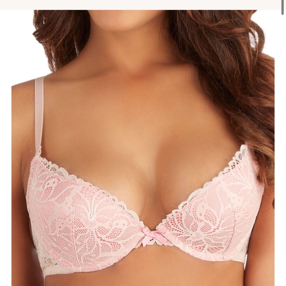 Rose colored lace bra